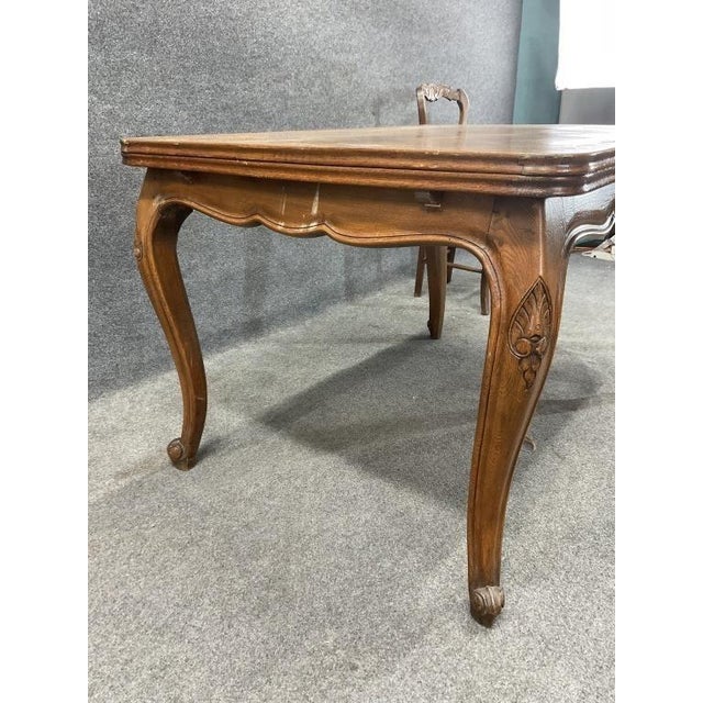 Late 19th Century Antique French Provincial Draw Leaf Dining Table | Parquet Oak Louis XV Farmhouse (Circa 1870) For Sale - Image 5 of 9
