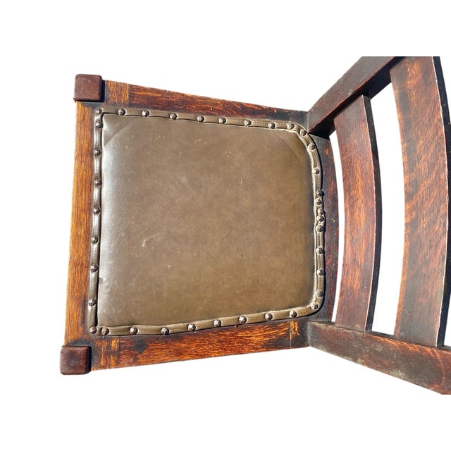 Early 20th Century Pair of Antique Stickley Brothers Quaint Furniture Oak Chairs For Sale In Boston - Image 6 of 12