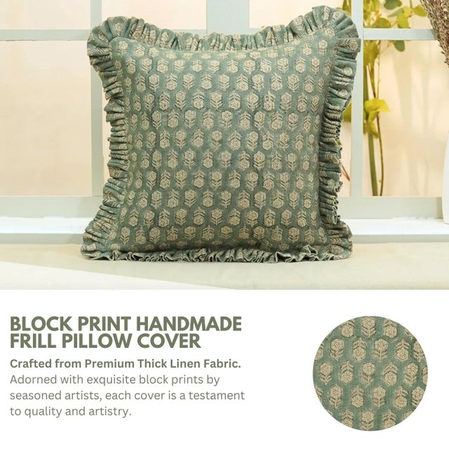 * Hand block printed cushion cover – Each piece reflects traditional craftsmanship. * Premium thick linen fabric –...