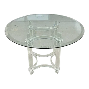 Mid-Century Lucite & Glass Round Dining Table by Charles Hollis Jones