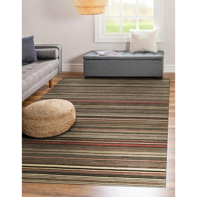 2020s 3x5 Multicolor Hand-Knotted Wool Striated Jewel Tones Striped Modern Carpet Rug For Sale - Image 5 of 5