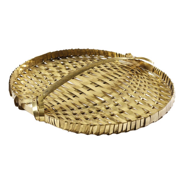 Hollywood Regency Braided Brass Tray, Italy, 1970s For Sale