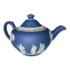 Late 19th Century Wedgwood Cobalt Dip Jasperware Tea Pot