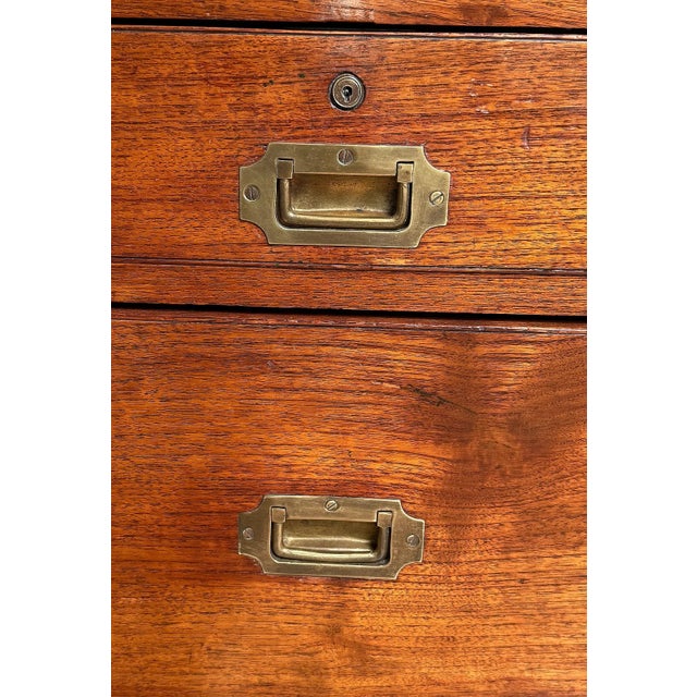 Wood British Military Officer's Campaign Chest or Dresser of Brass-Bound Teak For Sale - Image 7 of 14