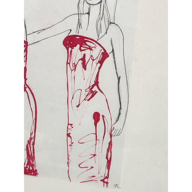 Paper “The Models” Framed Ink on Paper Drawing by Cassandra Auker For Sale - Image 7 of 9