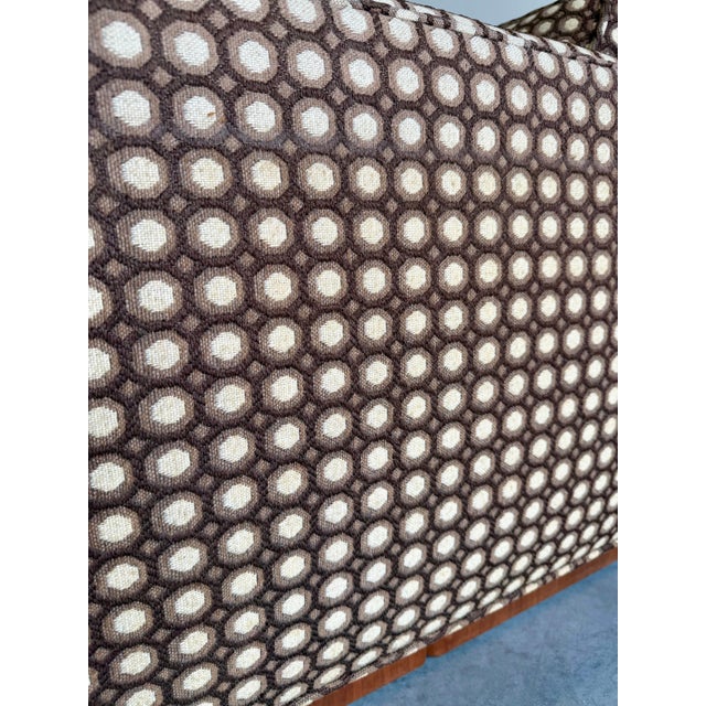 Brown Mid Century Modern Mod Circles Print Plinth Base Sofa For Sale - Image 8 of 11