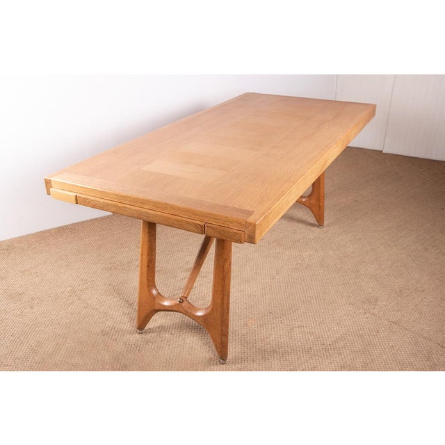 Large Extendable Oak Dining Table by Guillerme and Chambron for Votre Maison, 1960 For Sale - Image 11 of 18