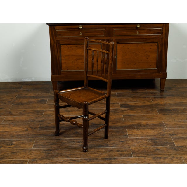 Brown Set of Eight English 1880s Oak Dining Room Side Chairs with Spindle Motifs For Sale - Image 8 of 8