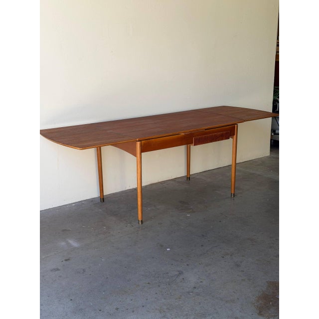 Brown Mid Century Danish Teak Extendable Dining Table With Drawers 1960s For Sale - Image 8 of 10