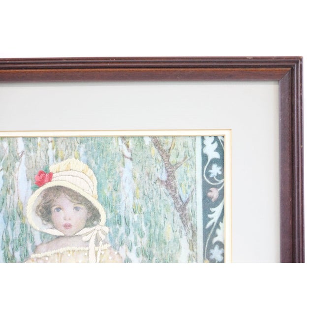 Wood "A Garden in Her Hands" - Mid 20th Century Embroidery on Fabric, Signed For Sale - Image 7 of 7