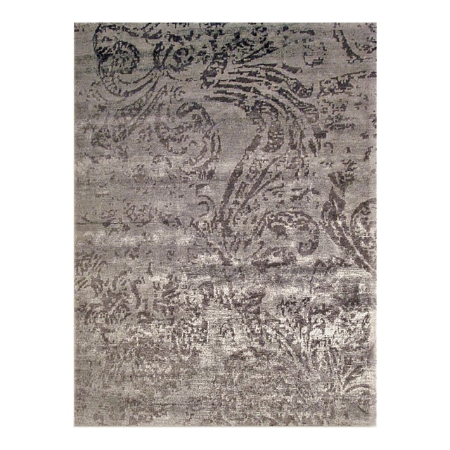 Modern Hand Knotted Bamboo Silk Rug. 7'10"x 9'10" For Sale
