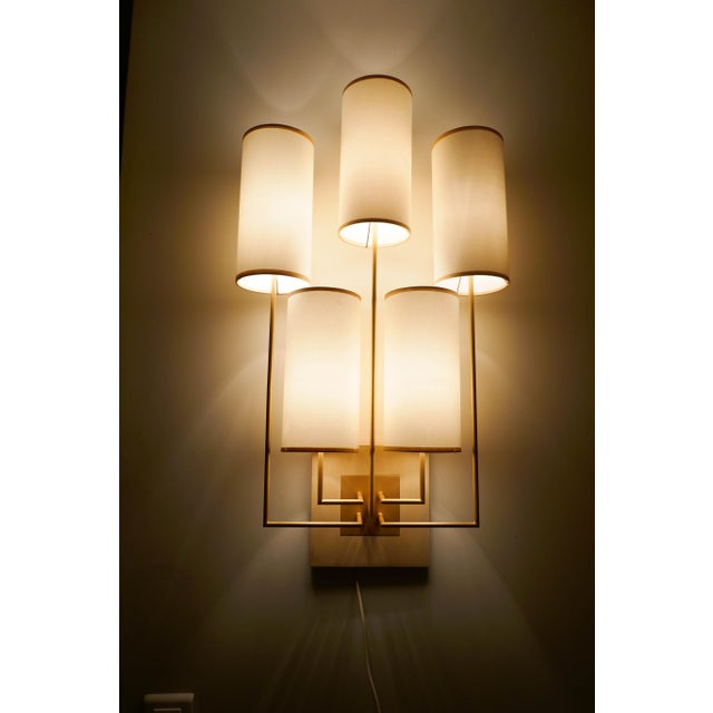 Tiges5 Wall Sconces in Patinated Gold Metal and Fabric by Aymeric Lefort, Set of 2 For Sale - Image 11 of 18