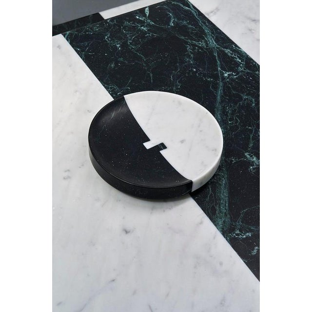 Contemporary Alcm Decorative Centerpiece in Verde Alpi & Carrara Marbles by Bufalini Design For Sale - Image 3 of 17