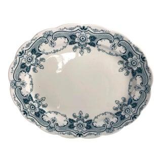 Large Antique Staffordshire Blue & White Serving Platter For Sale