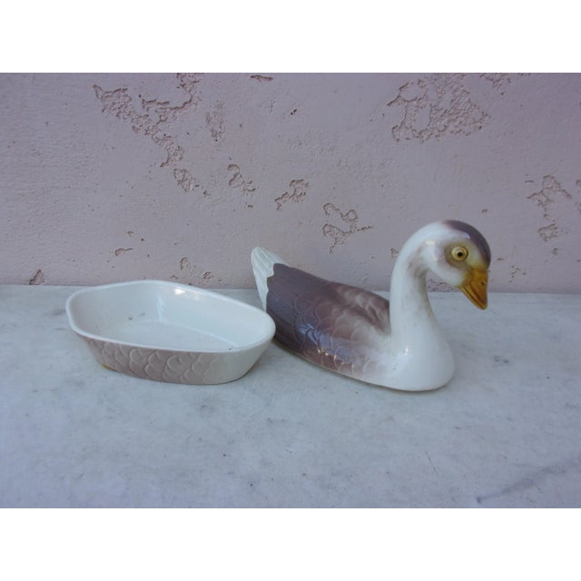 C.1950 Majolica Goose Tureen For Sale - Image 4 of 11