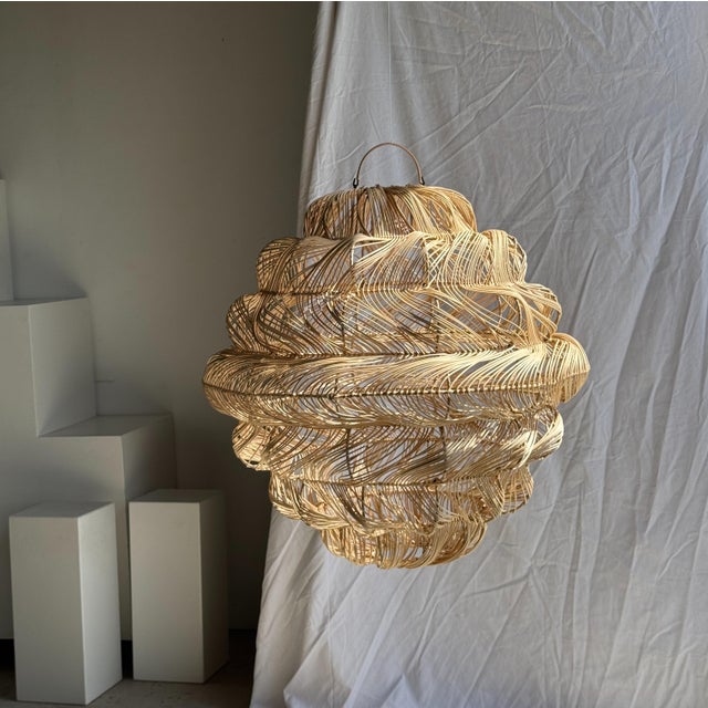 Rattan Spherical Shape Pendant Light, 1980s For Sale - Image 11 of 11