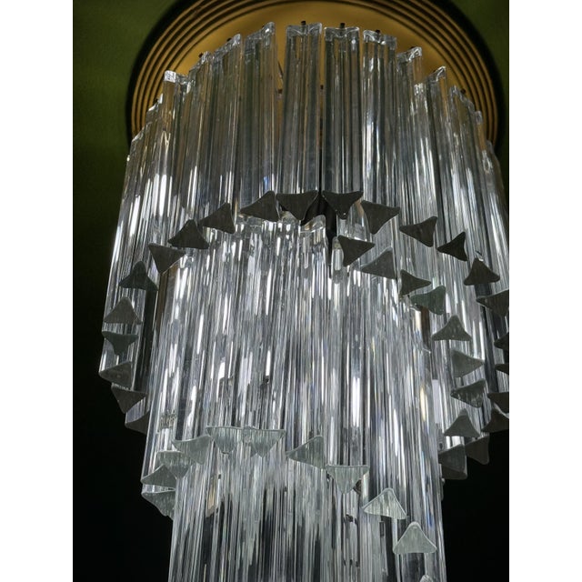 Venini Murano Glass Triedri Waterfall Chandelier from Venini, 1970s For Sale - Image 4 of 8