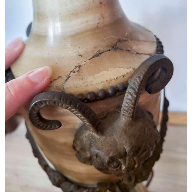 Antique Art Nouveau Marble Devil or Goat Table Lamp For Sale - Image 9 of 14