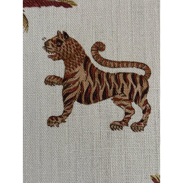 Schumacher Tiger Palm Linen Fabric 2 1/2 Yards Color Cocoa | Chairish
