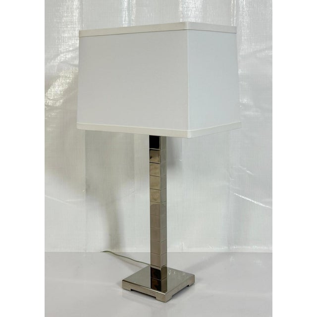 Visual Comfort Marian Jamieson "Cube" Table Lamp Polished Nickel Modernist Design For Sale - Image 4 of 17