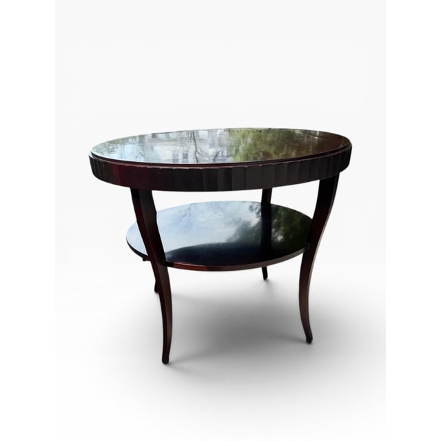 American Barbara Barry for Baker Fluted Edge Mahogany Round Entry Table For Sale - Image 3 of 13