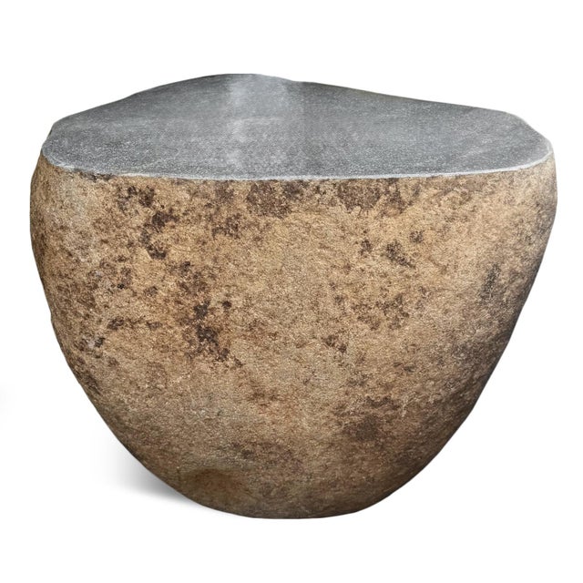 Vintage Outdoor Rustic Boulder Stool / Side Table For Sale - Image 4 of 5