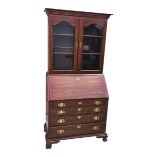 1980s Henkel Harris Solid Cherry Slant Front Secretary Desk For Sale