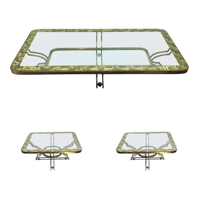 Glass Bronze Tables Designed by Arturo Pani - Set of 3 For Sale