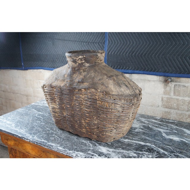 Early 20th Century Antique Chinese Woven Willow Oil Container Jar For Sale - Image 9 of 9