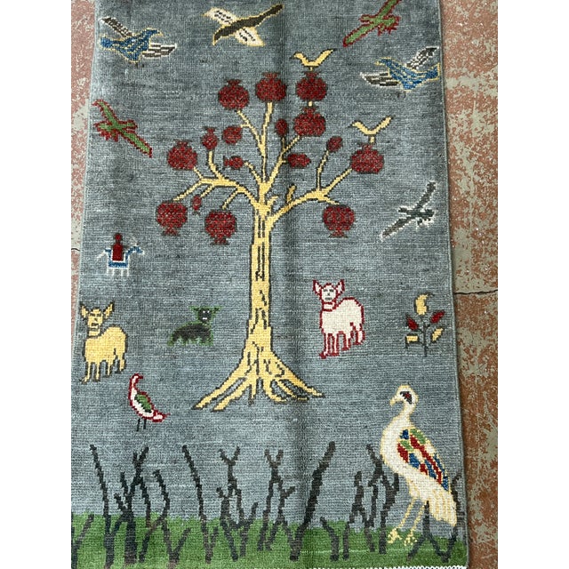 Afghan Nature Pictorial Wool Rug 2’ X 3’1” For Sale In Washington DC - Image 6 of 6