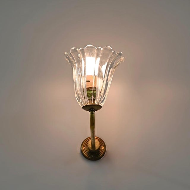 Murano Glass and Brass Flower Sconces from Barovier, Italy, 1950s, Set of 2 For Sale - Image 14 of 18