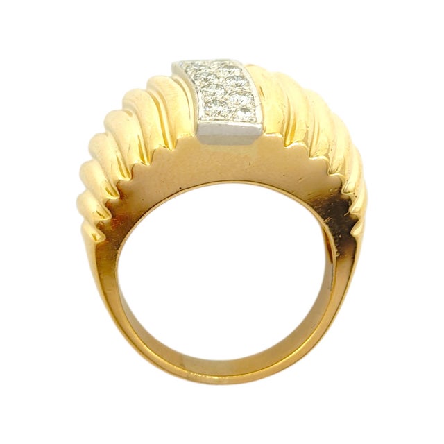 Vintage Dankner 14k Fluted Diamond Ring, Size 6.5 For Sale - Image 9 of 14