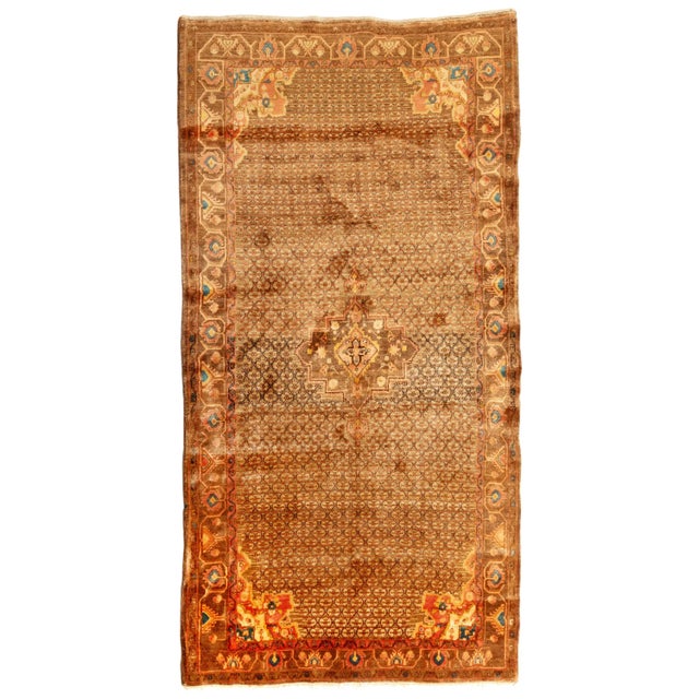 1920s 1920s Persian Sarab Gold Brown and Blue Camel Hair Rug For Sale - Image 5 of 5