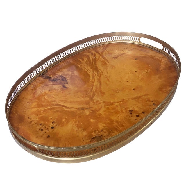 Mid-Century Modern 1960s Italian Burl Wood Ice Bucket, Carafe, & Tray Bar Set, in Milo Baughman Style - Set of 3 For Sale - Image 3 of 16