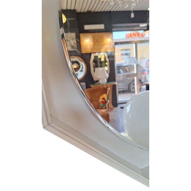 1970s Large Backlit Octagonal Mirror with Wooden Frame, Italy, 1970s For Sale - Image 5 of 8