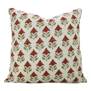 Fabdivine Artisan Block Print Throw Pillow Cover 20x20 Inch Viscose Linen-Mayur For Sale