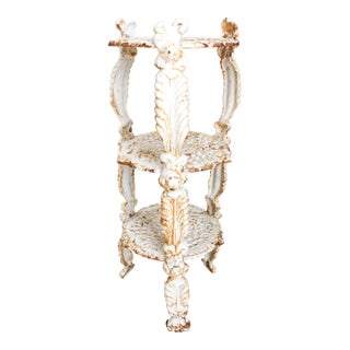 Antique French Tiered Cast Iron Garden Plant Stand For Sale