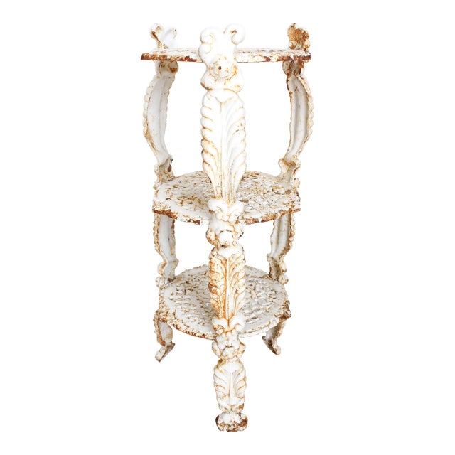 Antique French Tiered Cast Iron Garden Plant Stand For Sale