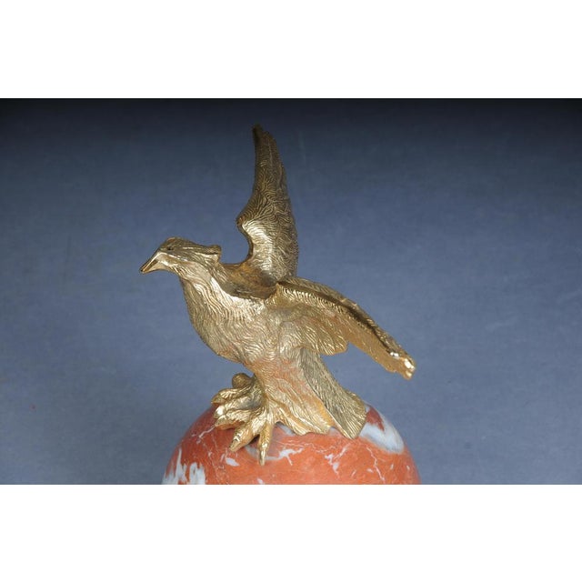 Large Imperial Brass Eagle Figures on Marble Spheres, Set of 2 For Sale - Image 13 of 17