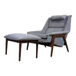 Mid Century 'Profil' Lounge Chair and Ottoman by Folke Ohlsson for Dux, C1960s For Sale