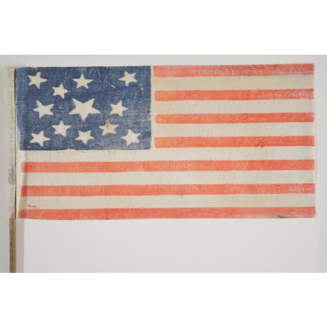 American Rare 12 Star Antique American Flag Civil War Flag 1860 For Sale - Image 3 of 4