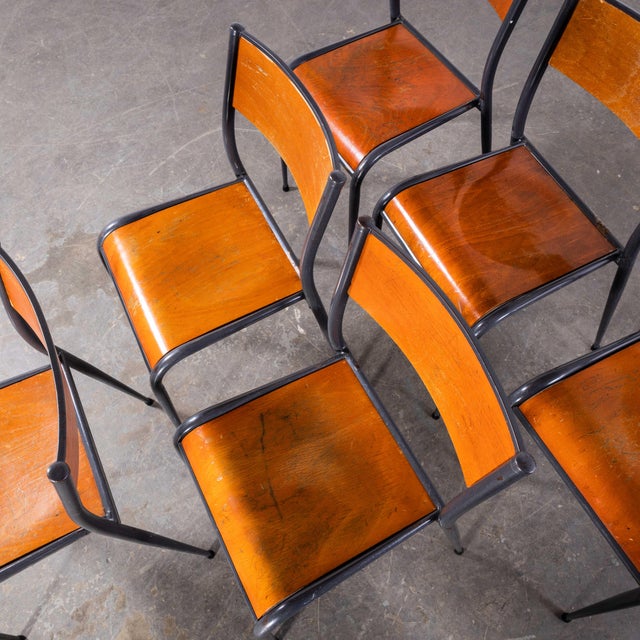 French Light Grey Tapered Leg Dining Chairs from Mullca, 1950s, Set of 6 For Sale - Image 18 of 18