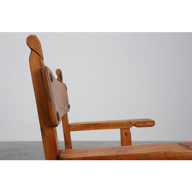 Rustic Carved Oak Iberian Side Chair, Spain, 1900 For Sale - Image 11 of 15