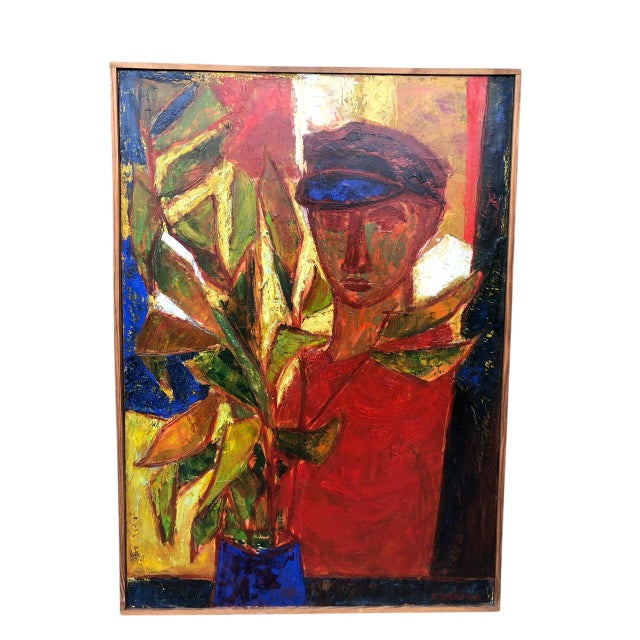 Nicolas Carréga, Sailor in the Foliage, 1955, Oil on Canvas, in Flawless conditions. Designed 1950 to 1959 This piece has...