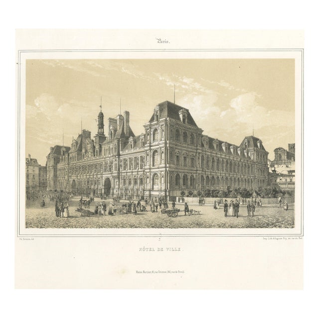 After Philippe Benoist, Paris City Hall, 1860, Lithograph For Sale
