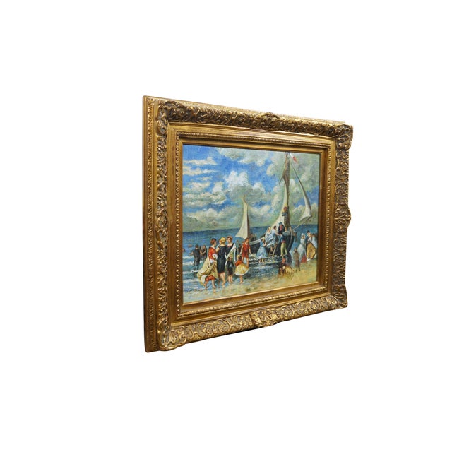 Nautical Mid 19th Century The Return of the Boating Party Oil Painting After Pierre Auguste Renoir 34" For Sale - Image 3 of 12
