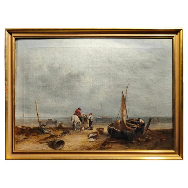 English School Artist, Marine Scene, 1750, Oil on Canvas, Framed For Sale