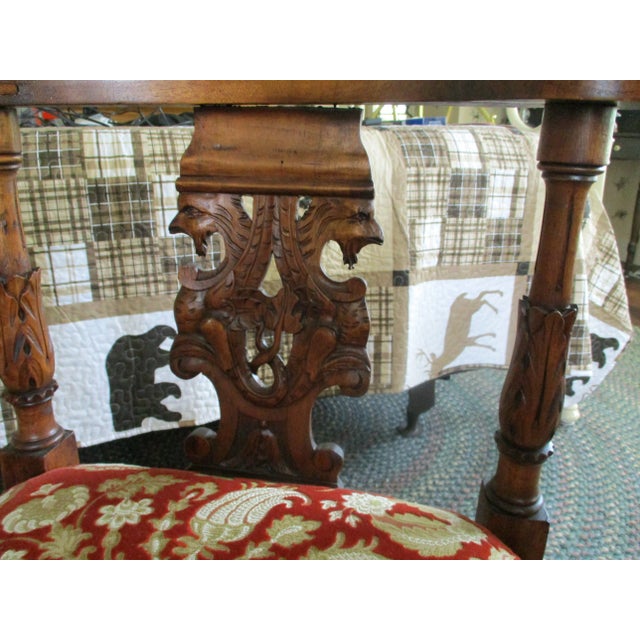 Antique Vintage Victorian Carved Walnut Corner Italian Chair Face & Griffons For Sale - Image 11 of 15