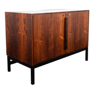 Mid Century Modern Compact Credenza Cabinet Refrigerator Storage Silkeborg Lock For Sale