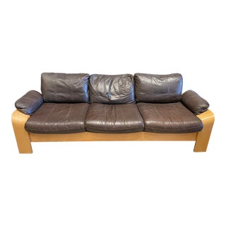 Vintage Bentwood and Leather Sofa by Ake Fribytter for Nelo Möbler For Sale